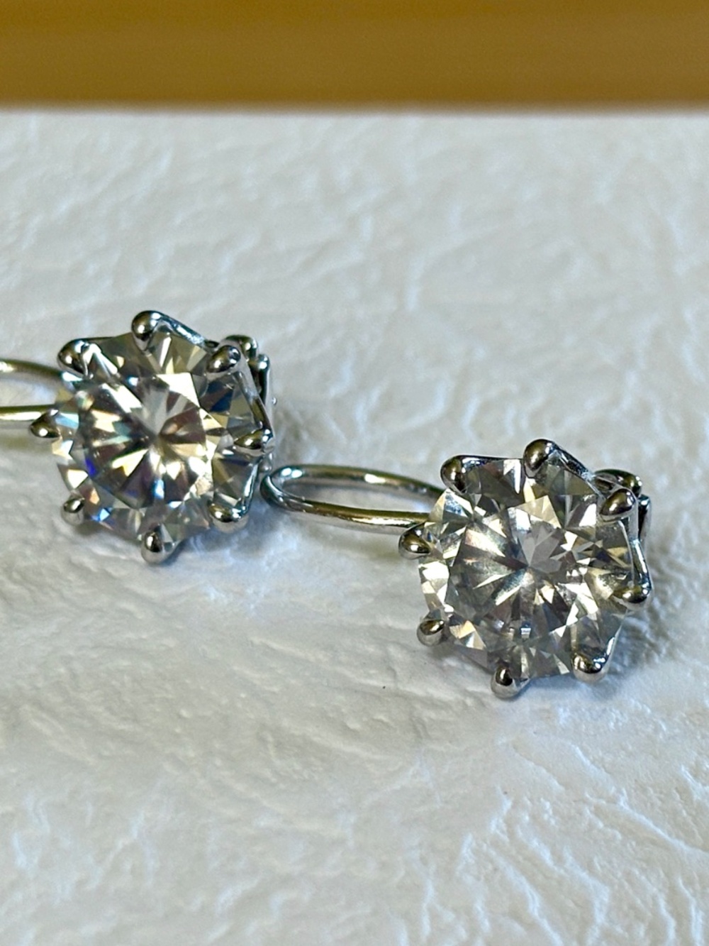 8ctw Moissanite buckle back earrings in 935 Argentium silver! Classy! - Picture 12 of 16